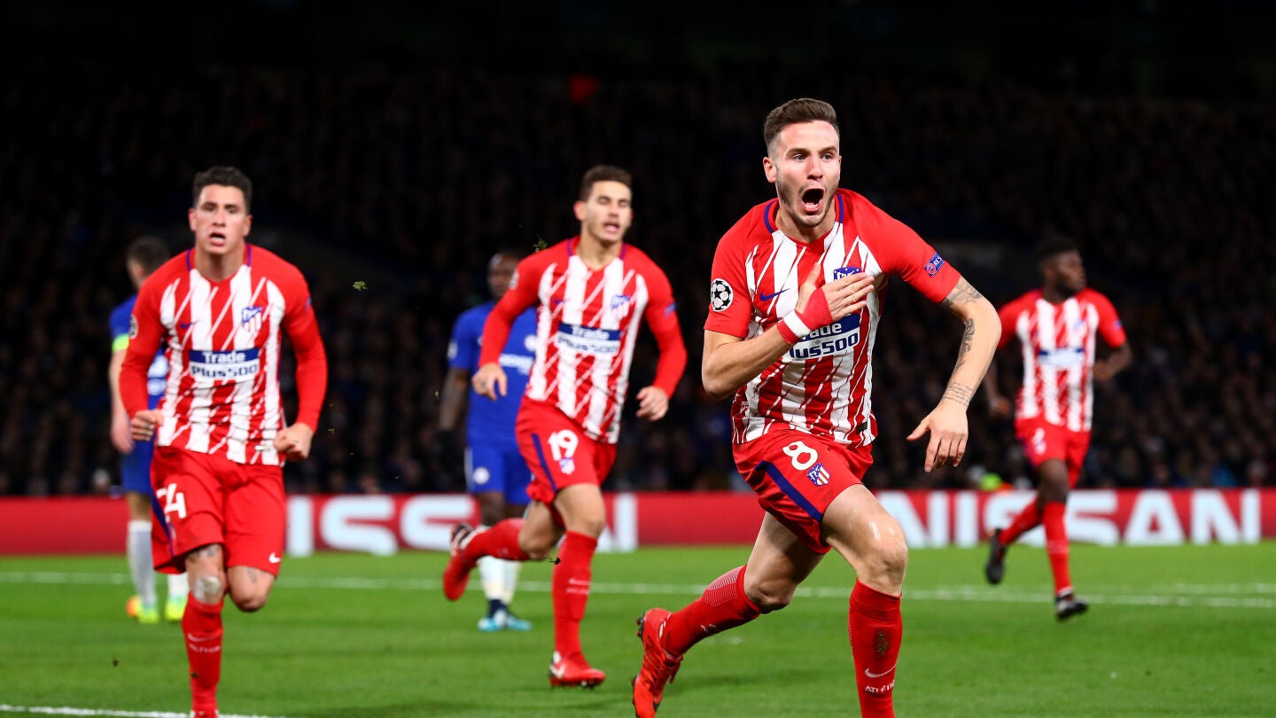 Sa&uacute;l celebra el 0-1 en Stamford Bridge