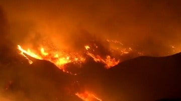 El indendio declarado en el norte de Los Ángeles, California. 