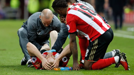 Duncan Watmore, al sufrir su primera rotura del cruzado Duncan Watmore, al sufrir su primera rotura del cruzado