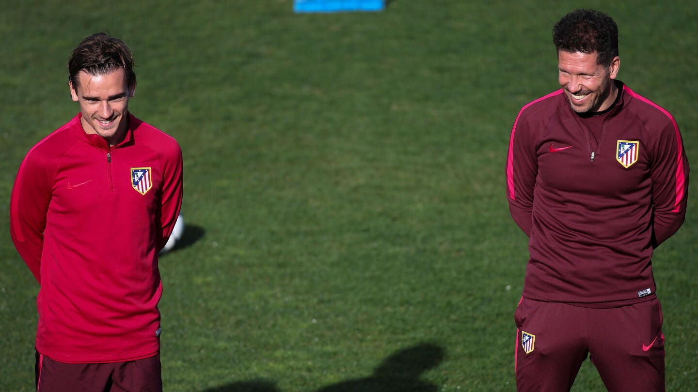 Griezmann y Simeone, durante un entrenamiento del Atleti