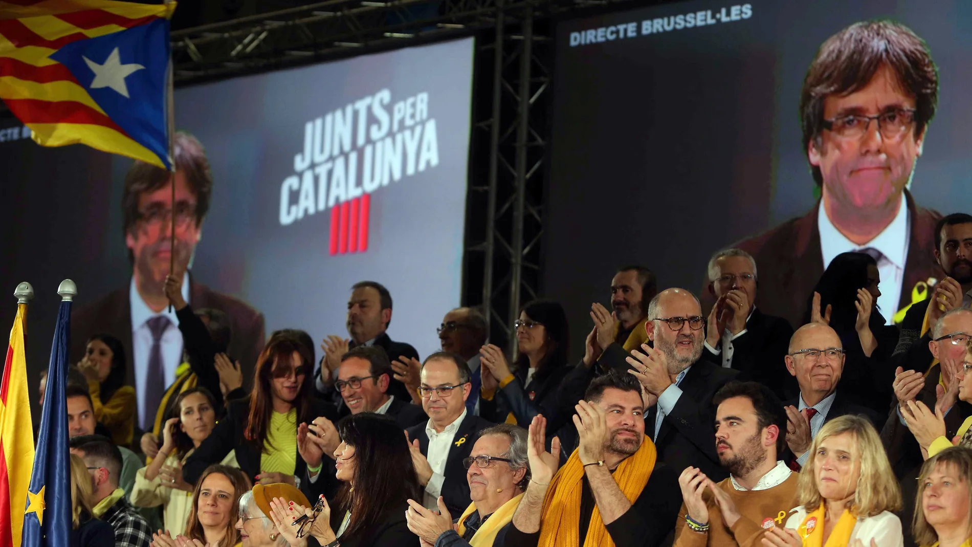Puigdemont, por videoconferencia desde Bruselas en un acto electoral