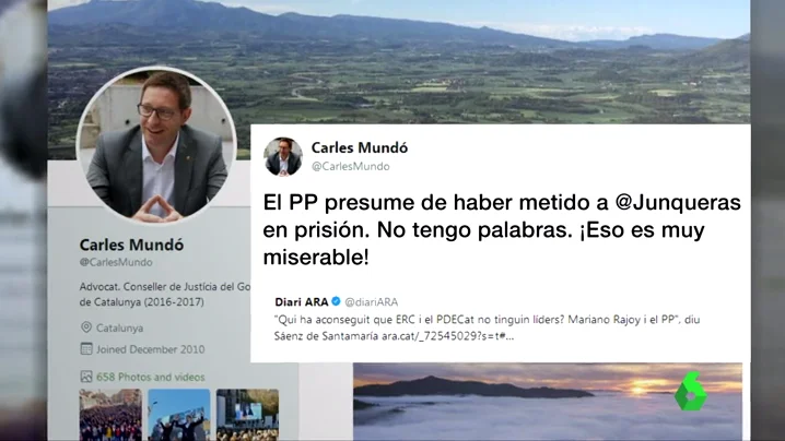 El perfil de Twitter de Carles Mundó