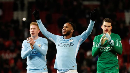 Sterling celebra una victoria del Manchester City Sterling celebra una victoria del Manchester City
