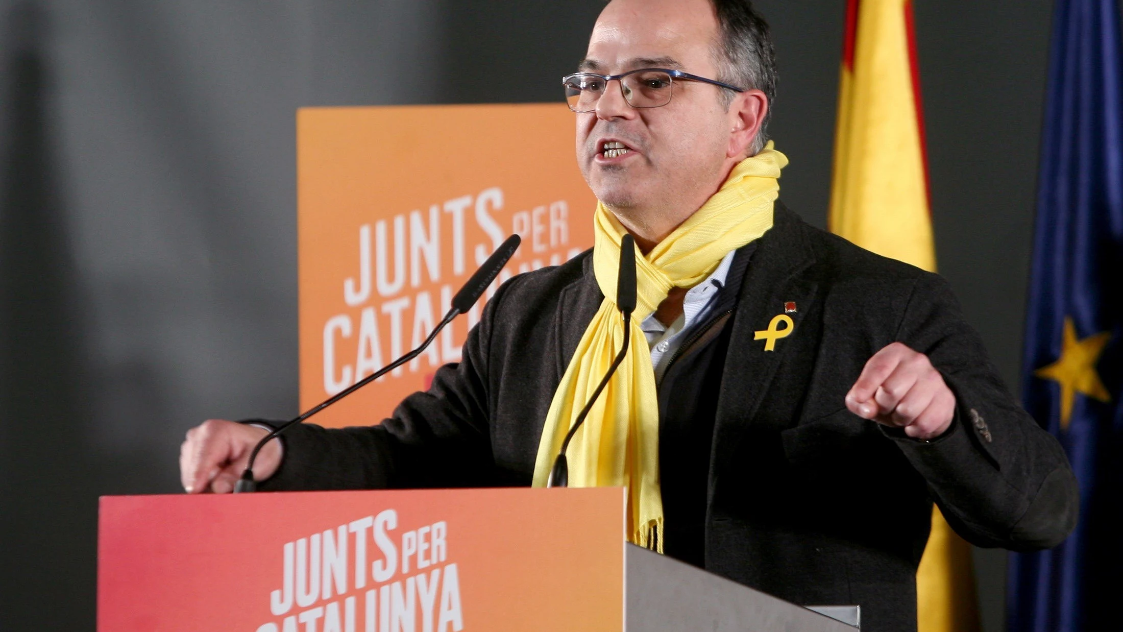 El exconseller Jordi Turull interviene en el mitin de Junts per Catalunya en Tarragona