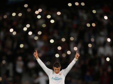 Cristiano Ronaldo celebra su gol en la final del Mundial de Clubes Cristiano Ronaldo celebra su gol en la final del Mundial de Clubes