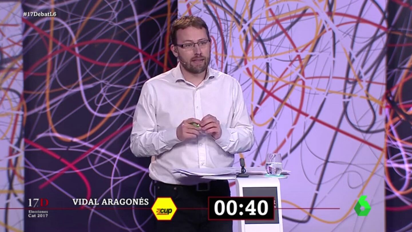 El minuto final de Vidal Aragon&eacute;s (CUP) en El Debat: "Ponemos lo mejor de nuestra vida para construir la rep&uacute;blica catalana"