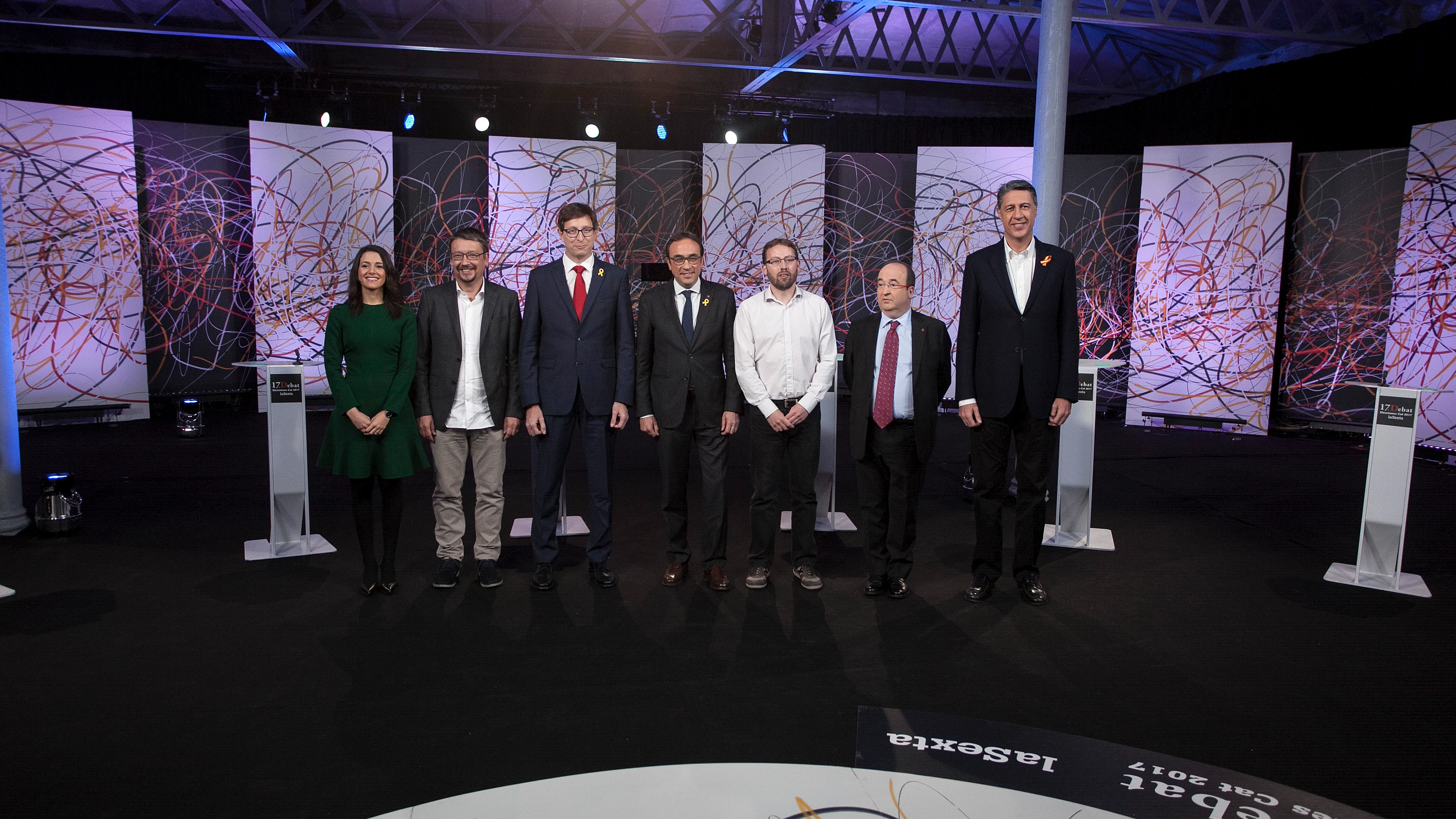 Los representantes de los siete partidos que han participado en el debate a siete previo al 21D