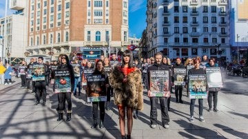 Activistas salen a la calle para protestar contra el uso de pieles de animales