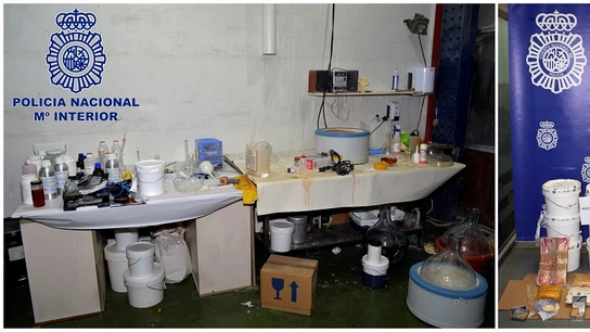 Fotografías facilitadas por la Policía Nacional de los laboratorios de elaboración de drogas en Lleida y Huesca Fotografías facilitadas por la Policía Nacional de los laboratorios de elaboración de drogas en Lleida y Huesca