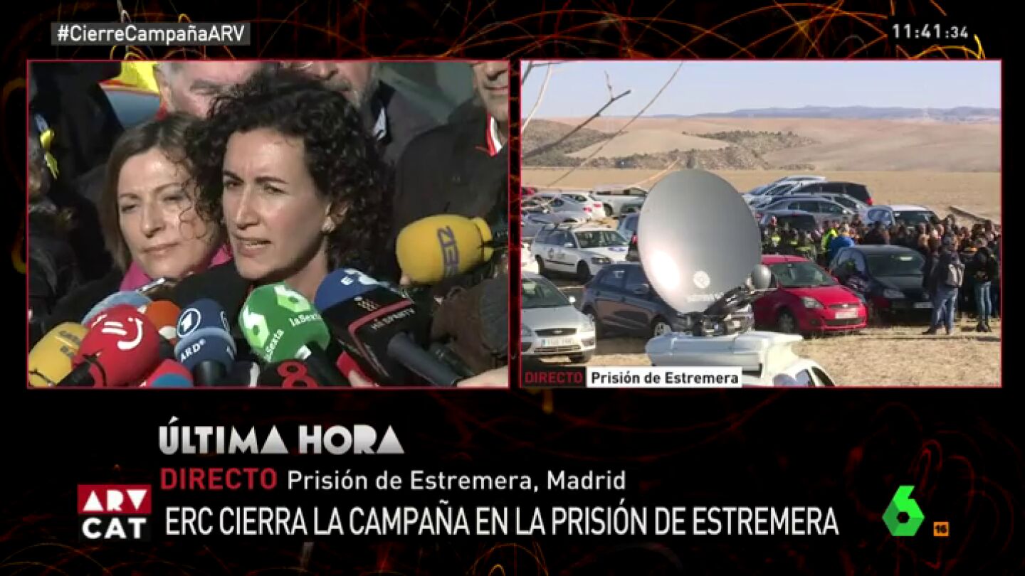Marta Rovira ante la c&aacute;rcel de Estremera