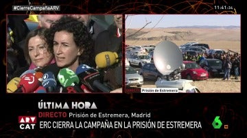 Marta Rovira ante la cárcel de Estremera