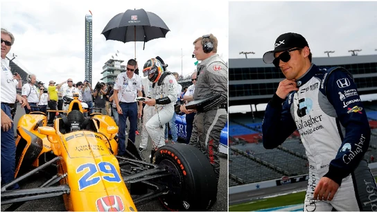 Fernando Alonso se sube a su monoplaza en la Indy; Max Chilton camina por un circuito Fernando Alonso se sube a su monoplaza en la Indy; Max Chilton camina por un circuito
