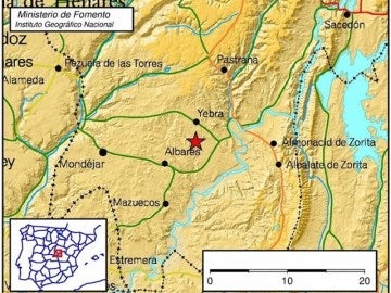 Epicentro del terremoto en Yebra Epicentro del terremoto en Yebra