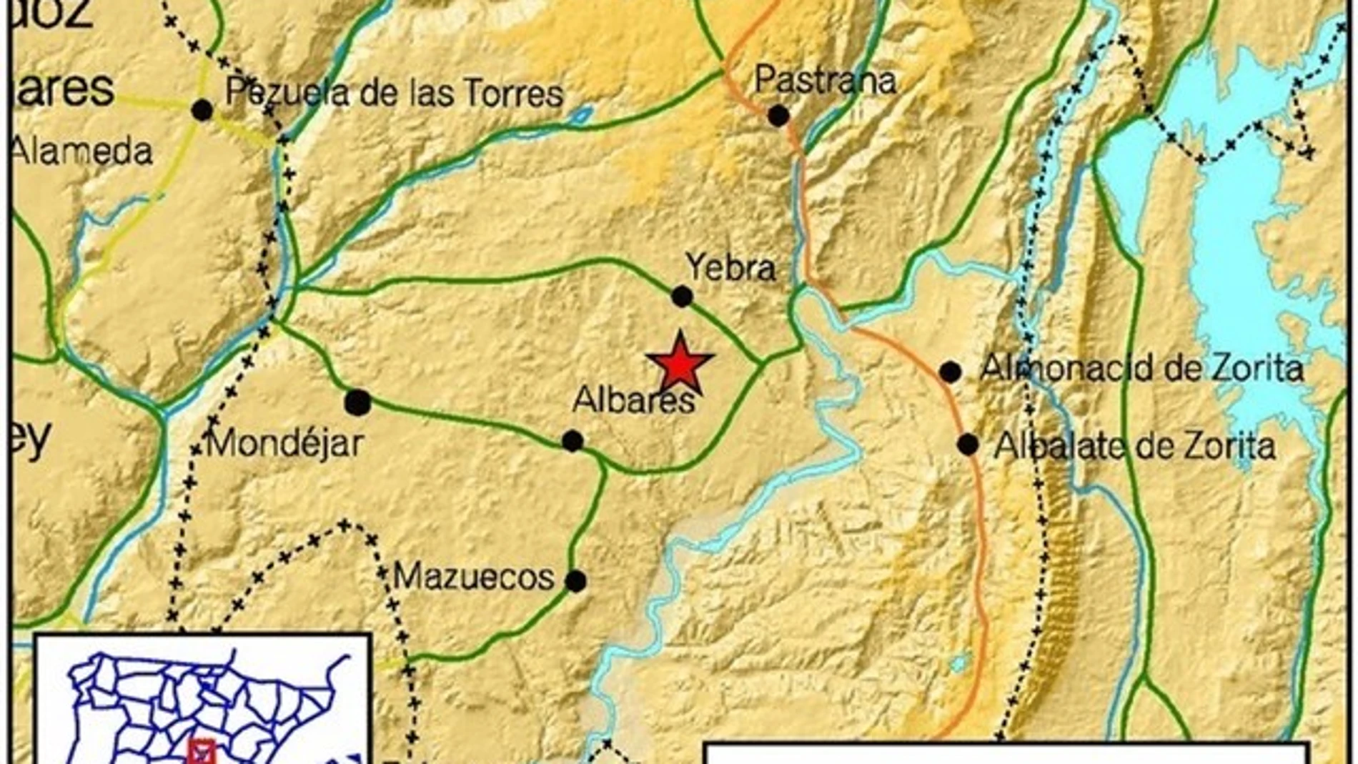 Epicentro del terremoto en Yebra