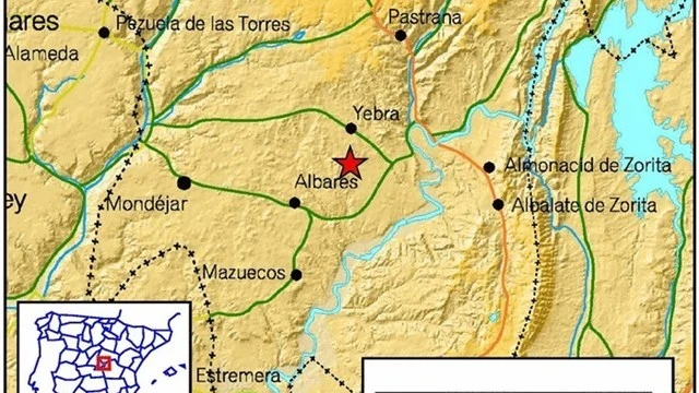 Epicentro del terremoto en Yebra