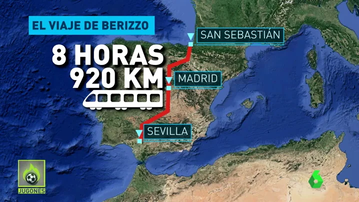 La odisea de Berizzo para llegar a San Sebastián: 9 horas y casi 1.000 km La odisea de Berizzo para llegar a San Sebastián: 9 horas y casi 1.000 km