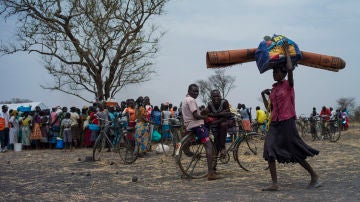 un grupo de desplazados de la República Democrática del Congo