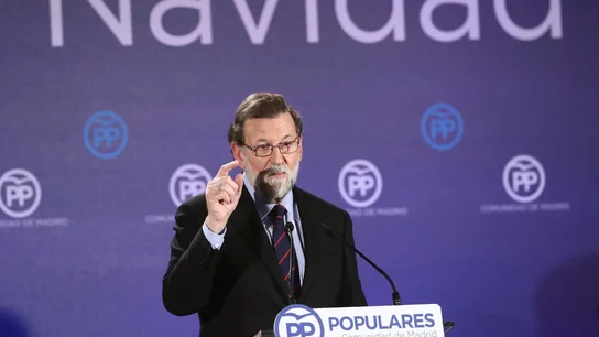 Mariano Rajoy durante la cena de navidad del PP Mariano Rajoy durante la cena de navidad del PP