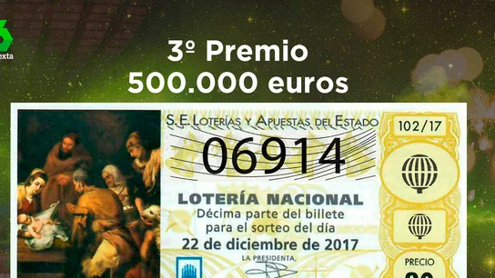 06.914, tercer premio del Sotero de Lotería de Navidad 06.914, tercer premio del Sotero de Lotería de Navidad