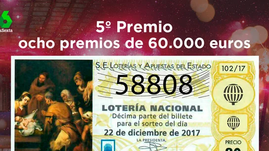 58.808, quinto premio de la lotería de Navidad 58.808, quinto premio de la lotería de Navidad