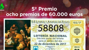 58.808, quinto premio de la lotería de Navidad