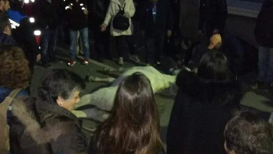 Imagen del caballo muerto durante la cabalgata de Reyes en Terrassa Imagen del caballo muerto durante la cabalgata de Reyes en Terrassa
