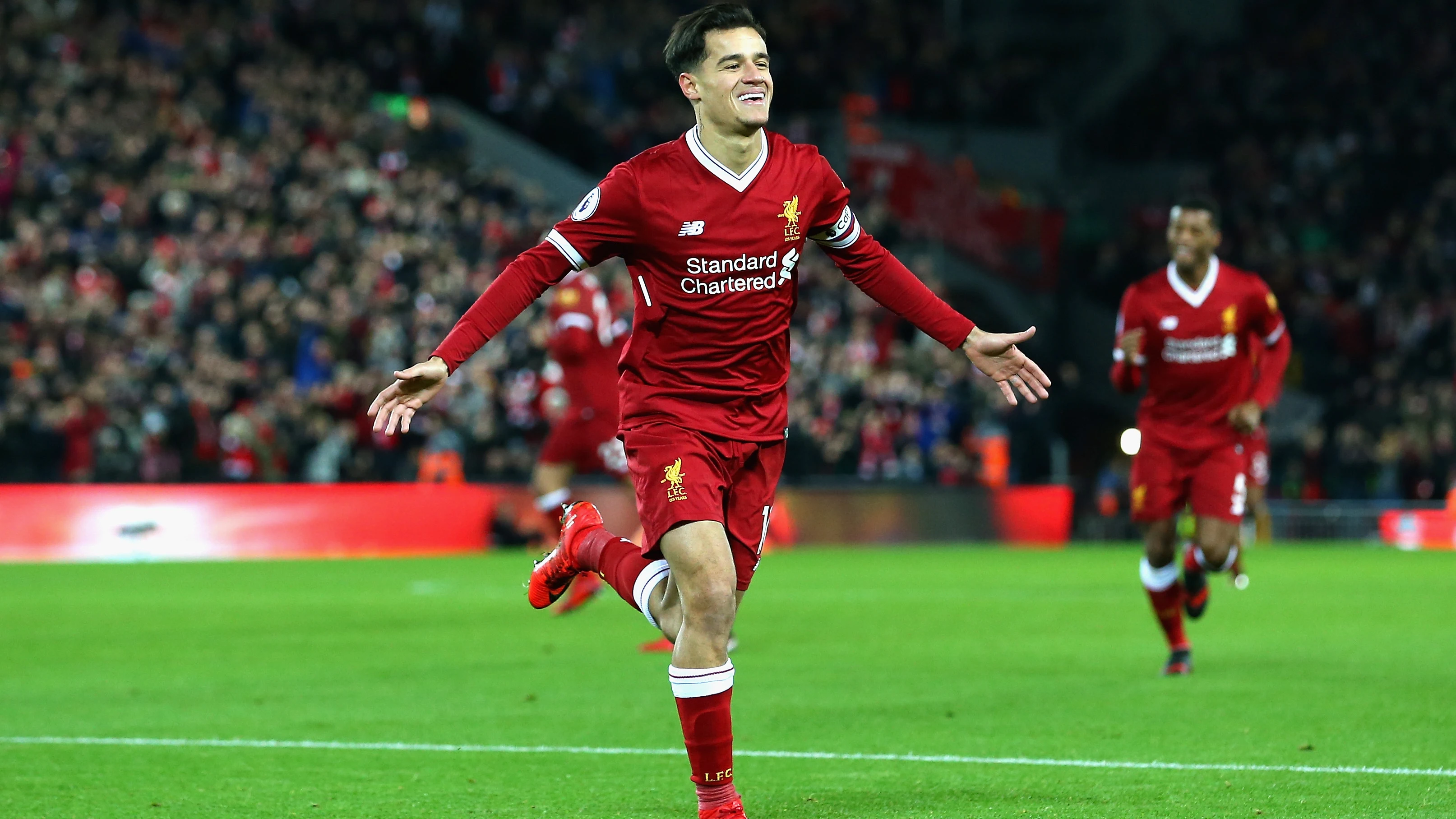 Coutinho celebra uno de sus goles con el Liverpool