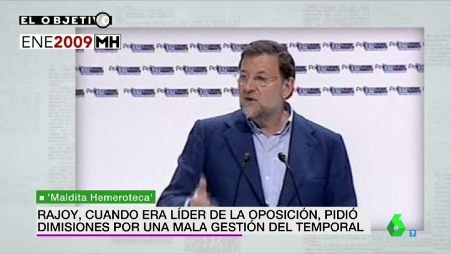 Mariano Rajoy, desde la oposici&oacute;n, reclamando la mala gesti&oacute;n de un temporal: "Se trata a los ciudadanos a patadas"