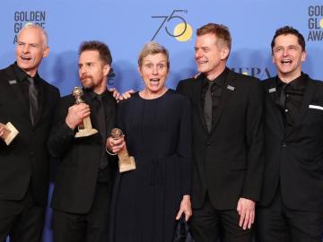 Martin McDonagh, Sam Rockwell, Frances McDormand, Graham Broadbent y Peter Czernin Martin McDonagh, Sam Rockwell, Frances McDormand, Graham Broadbent y Peter Czernin