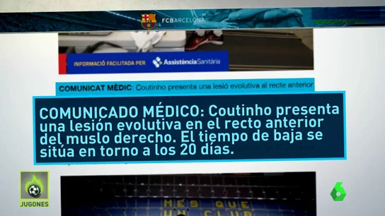 Coutinho lesionado: 20 días de baja Coutinho lesionado: 20 días de baja