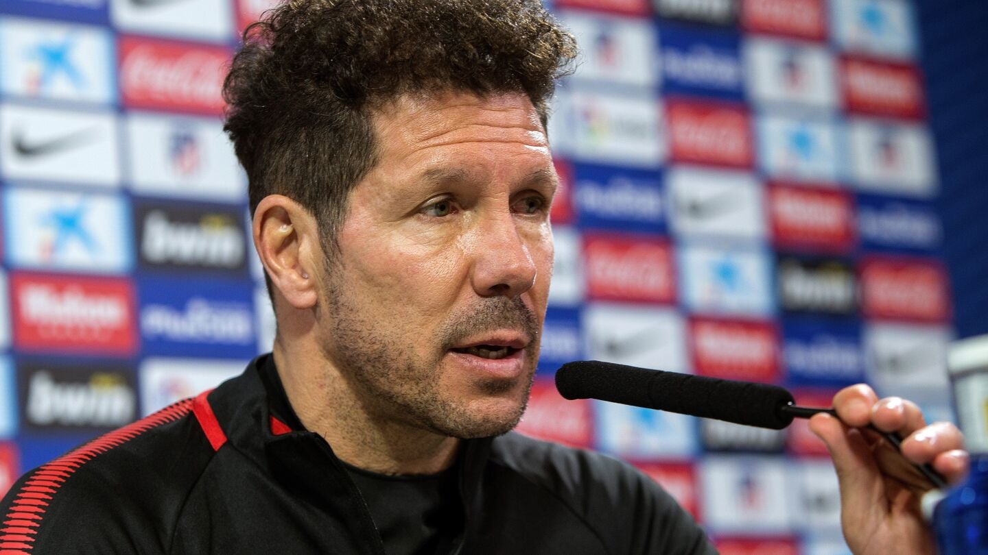 Simeone durante la rueda de prensa previa al Lleida