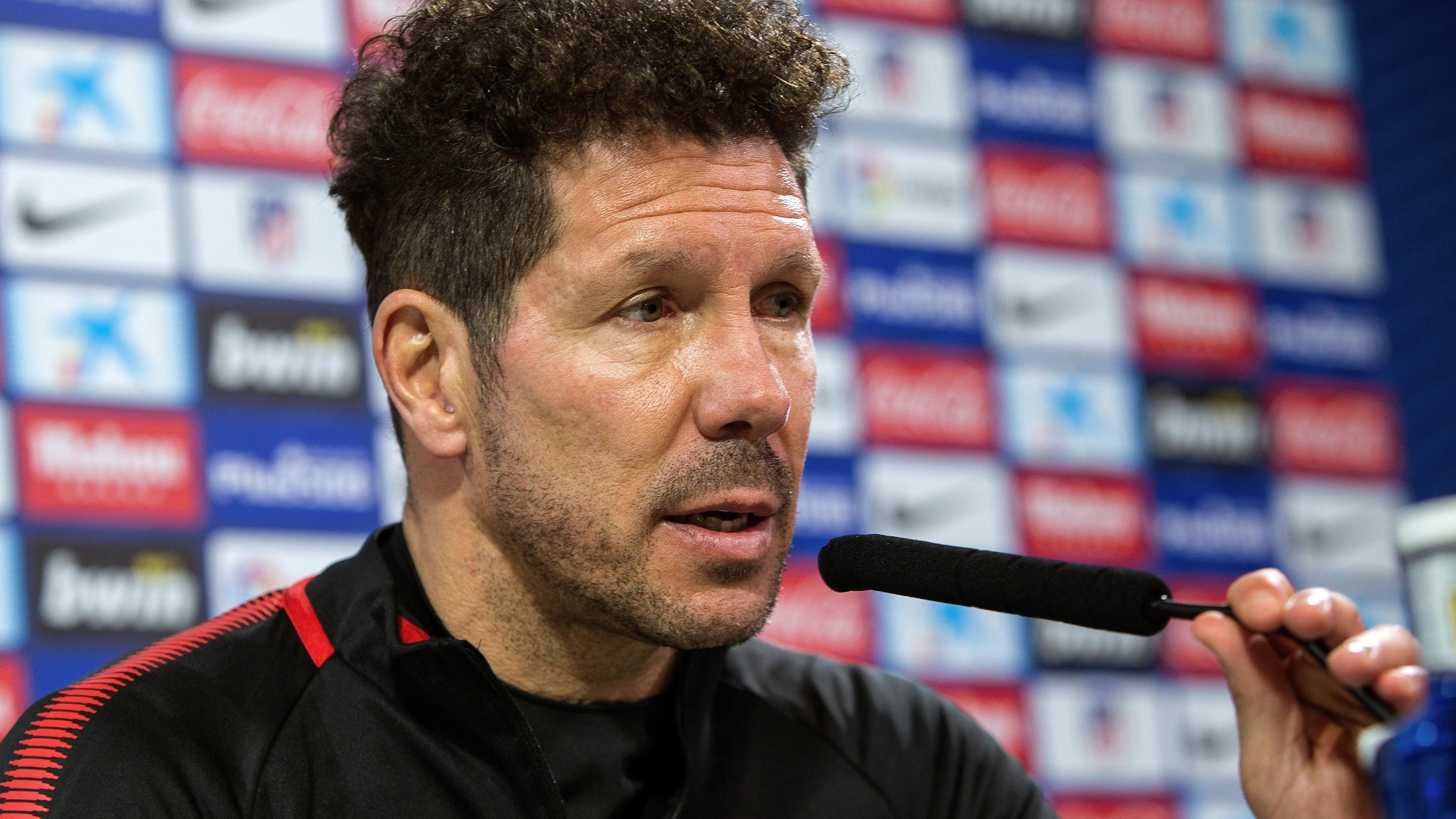 Simeone durante la rueda de prensa previa al Lleida