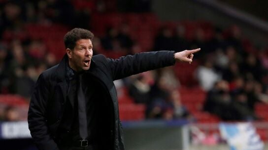 Simeone, durante un partido con el Atl&eacute;tico