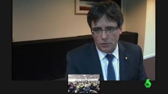 Puigdemont habla por videoconferencia: "Volveré con toda seguridad y con la legitimidad como president elegido por el Parlament" Puigdemont habla por videoconferencia: "Volveré con toda seguridad y con la legitimidad como president elegido por el Parlament"