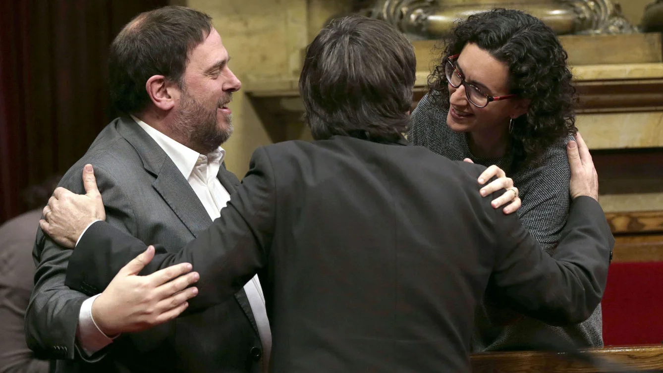 Oriol Junqueras, Carles Puigdemont y Marta Rovira