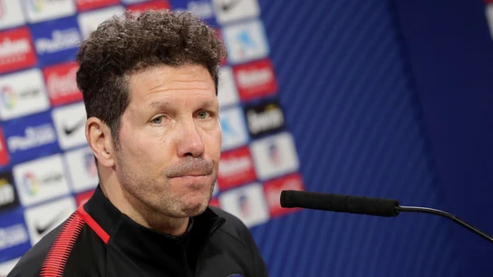 Simeone, durante la rueda de prensa Simeone, durante la rueda de prensa