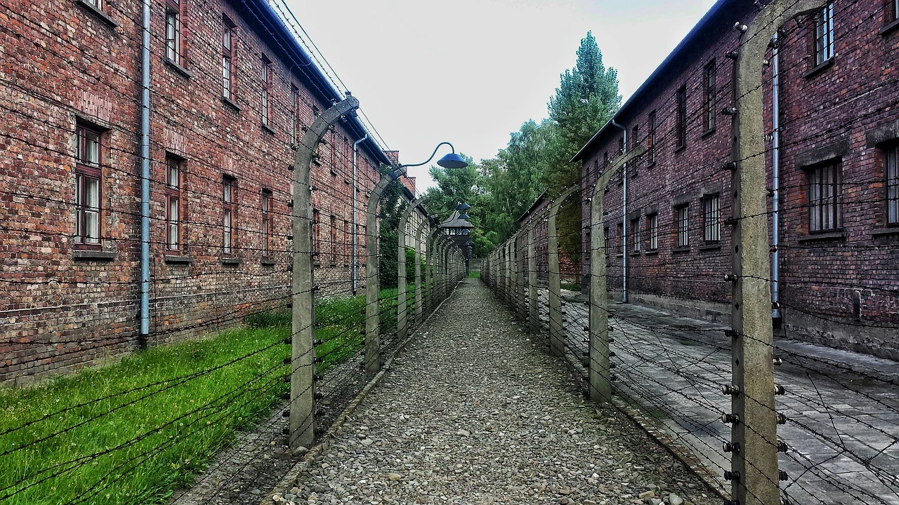 Foto de archivo de parte del campo de concentración de Auschwitz