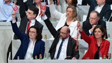 El SPD durante la votación de la gran coalición