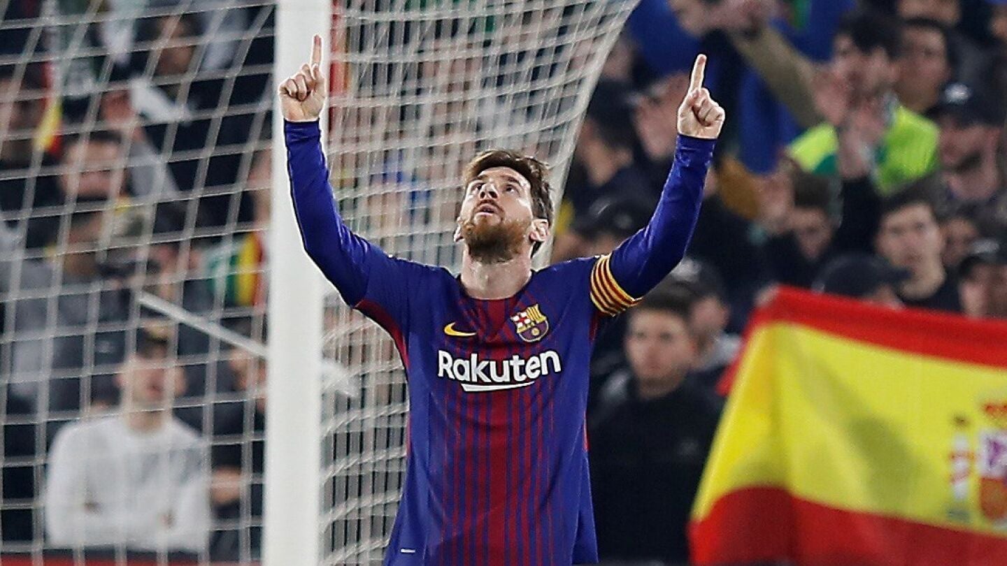 Messi celebra un gol con el Barcelona