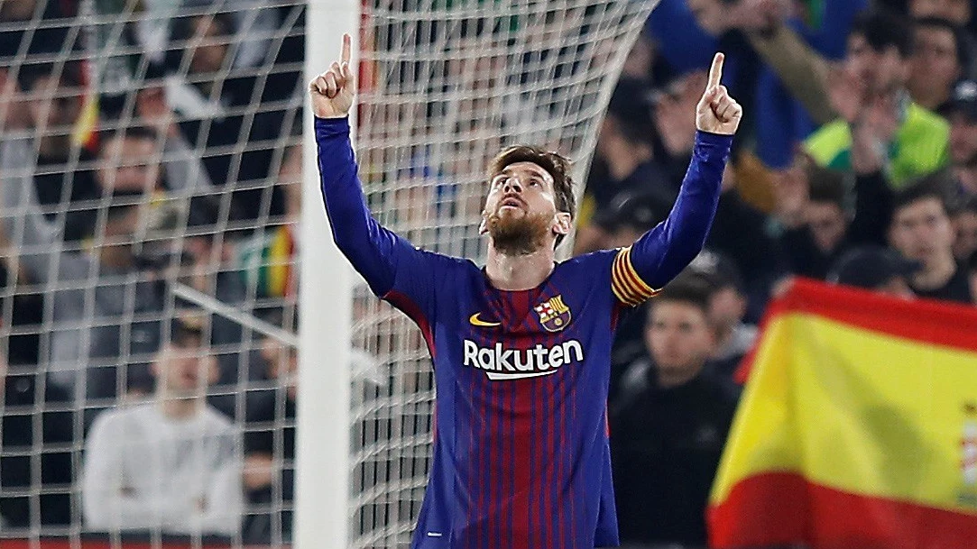 Messi celebra un gol con el Barcelona