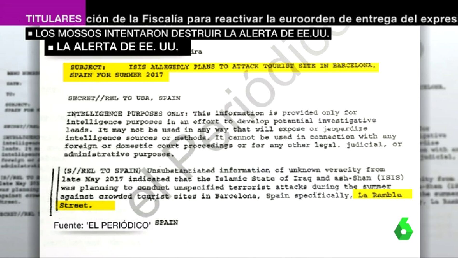 Alerta de EEUU sobre el peligro de atentado en La Rambla