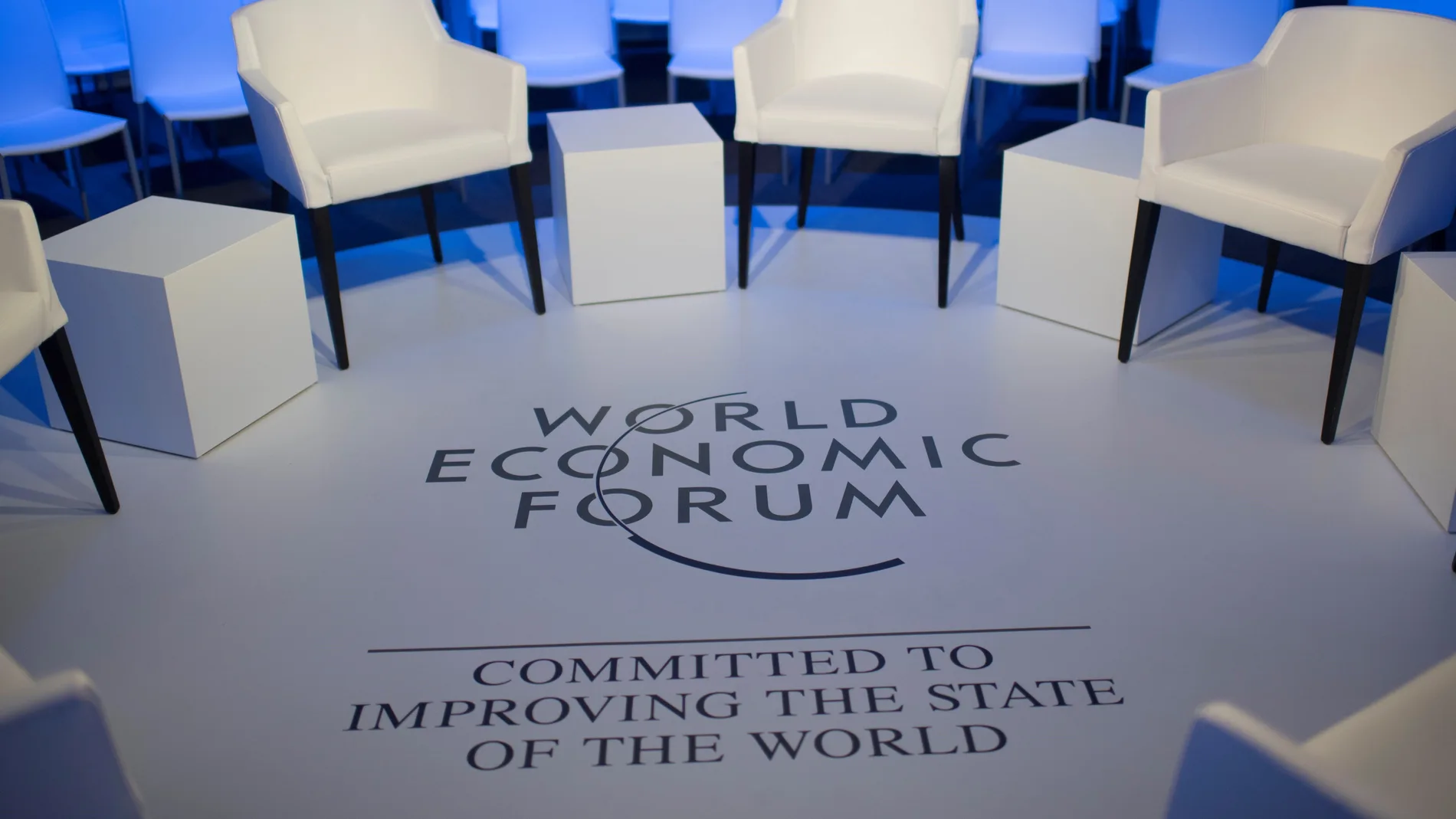 Vista de una de las salas en la víspera de la celebración del Foro Económico Mundial de Davos de 2020