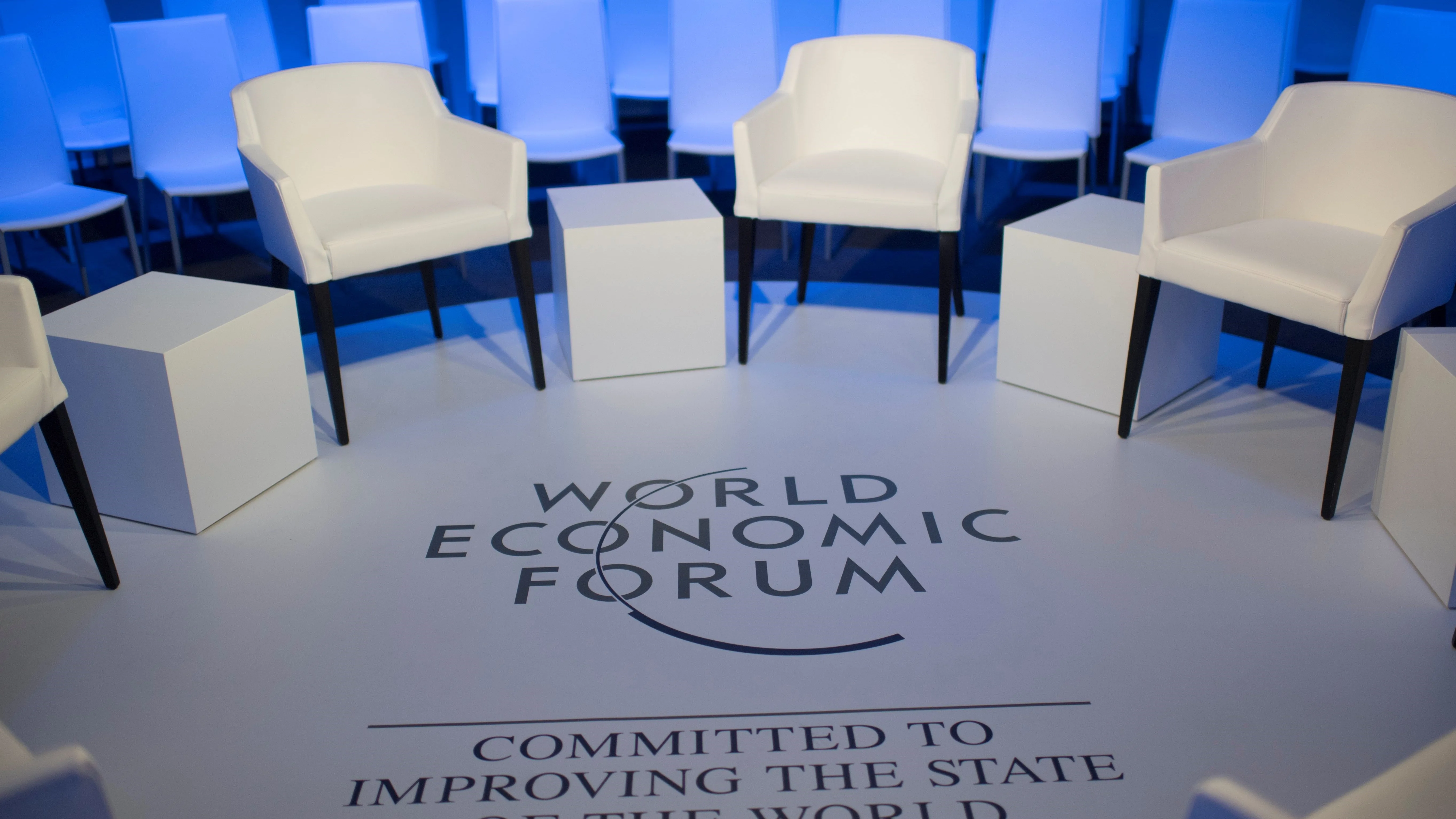 Vista de una de las salas en la víspera de la celebración del Foro Económico Mundial de Davos