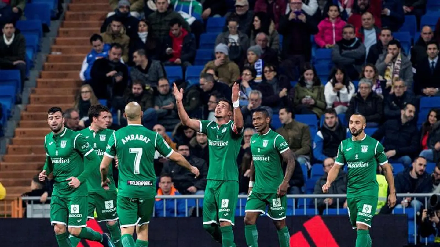 El Leganés celebra el gol de Gabriel en el Bernabéu El Leganés celebra el gol de Gabriel en el Bernabéu