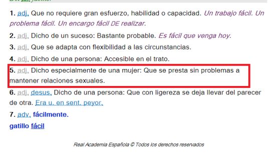 La definici&oacute;n de la RAE de la palabra 'f&aacute;cil'