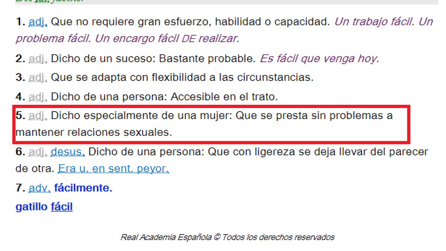 La definici&oacute;n de la RAE de la palabra 'f&aacute;cil'
