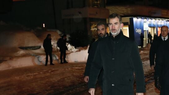 El rey Felipe VI, a su llegada a Davos