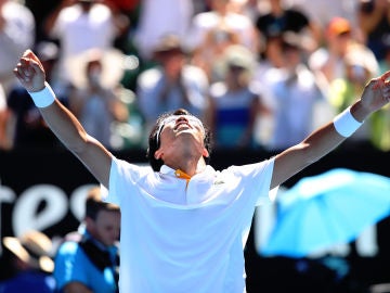 Hyeon Chung celebra su victoria ante Tennys Sandgren Hyeon Chung celebra su victoria ante Tennys Sandgren