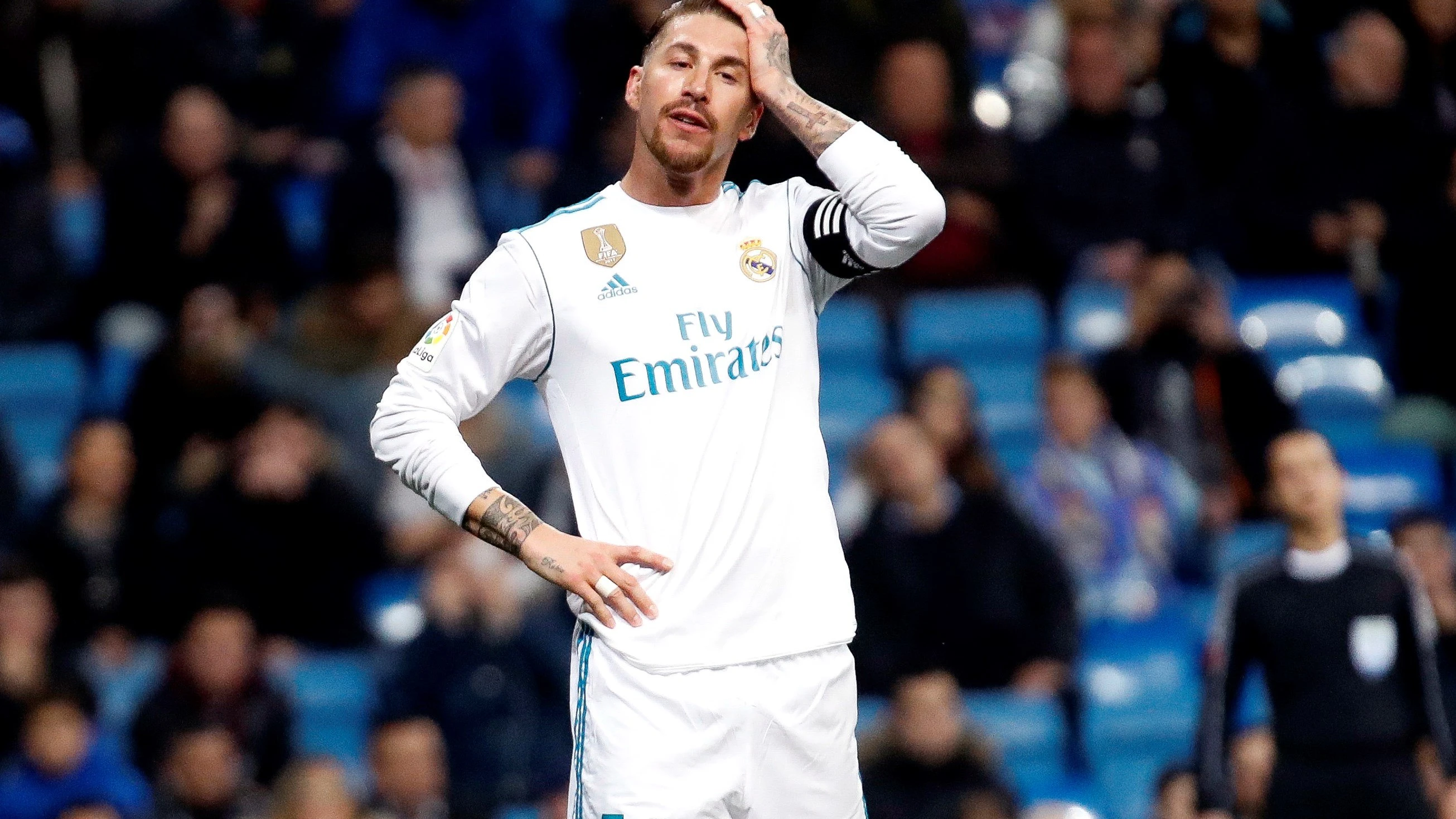 Sergio Ramos se lamenta durante el partido ante el Leganés