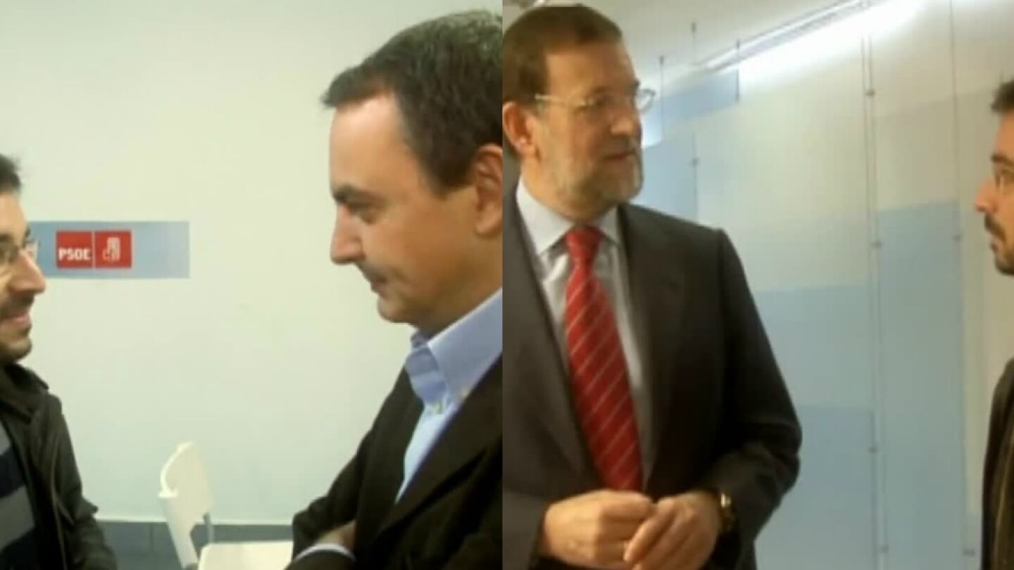 Jordi &Eacute;vole con Zapatero y Rajoy